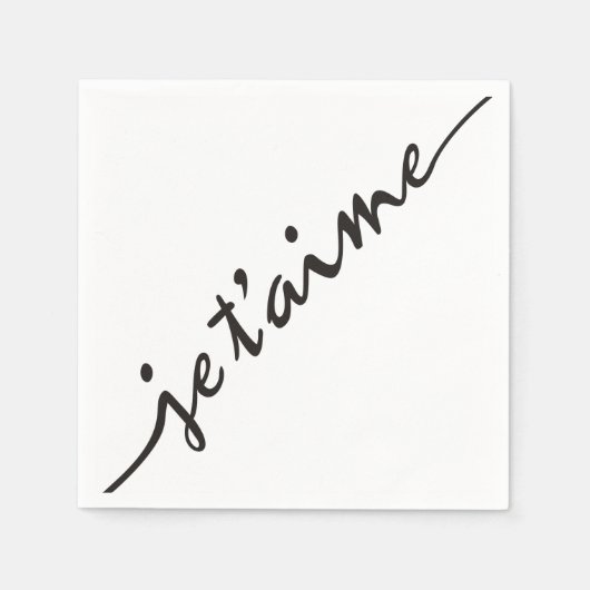 Serviette En Papier je t'aime - Je t'aime en français - noir (Devant)