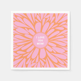 Serviette En Papier Je t'aime maman floral éclat pastel orange rose