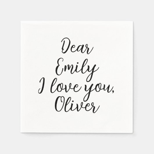 Serviette En Papier Je t'aime Modèle de texte (Devant)