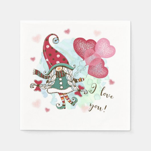 Serviette En Papier Je t'aime Papier Napkin (Devant)