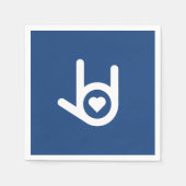 Serviette En Papier Je T'Aime, Serviettes Bleues (Devant)