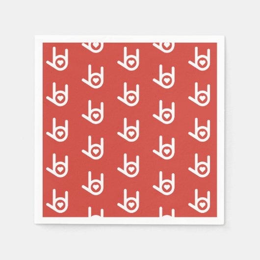 Serviette En Papier Je T'Aime, Serviettes Rouges (Devant)