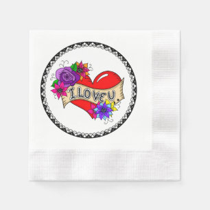 Serviette En Papier Je T'Aime   Street Art Graffiti Urban Heart
