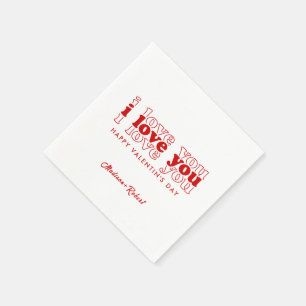 Serviette En Papier Je t'aime triple typographie rouge Les Cadeaux de 