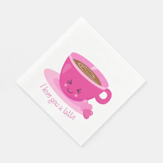 Serviette En Papier Je T'Aime Un Latte (Coin)