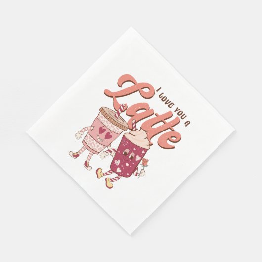 Serviette En Papier Je t'aime un latte rétro super Valentines (Coin)