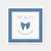 Serviette En Papier jean bleu avec points de suture et arc bébé douche (Devant)