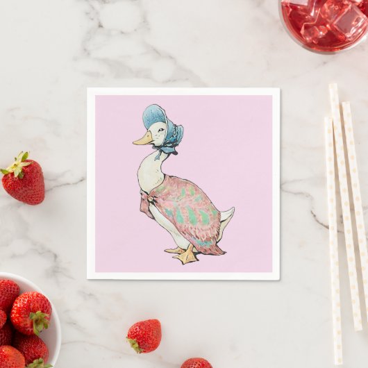Serviette En Papier Jemima Puddle Duck Pastel Arrière - plan rose (En situation)