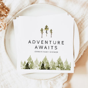 Serviette En Papier JENNA Rustic Watercolor Pine Tree Baby shower