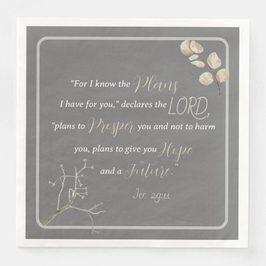 Serviette En Papier Jeremiah 29:11 Inspirational Bible Verse (Devant)
