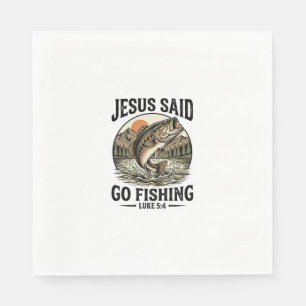 Serviette En Papier Jésus a dit allez pêcher Vintage Bass Chrétien