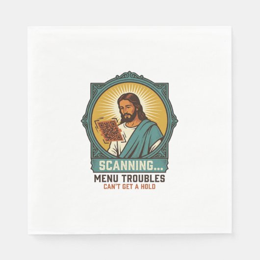 Serviette En Papier Jésus Code QR flou ne scannera pas Menu Humour Tec (Devant)