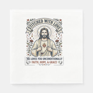 Serviette En Papier Jésus Couture Tricotage Chemise Graphique Chrétien