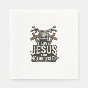 Serviette En Papier Jésus et motos vintage chrétien conception de mota