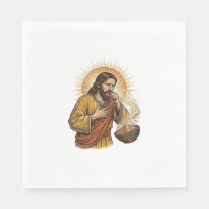 Serviette En Papier Jésus étouffé par miette de croustille de tortilla