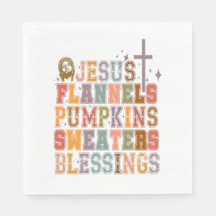 Serviette En Papier Jesus Flannels Chandails Citrouille Bénédiction