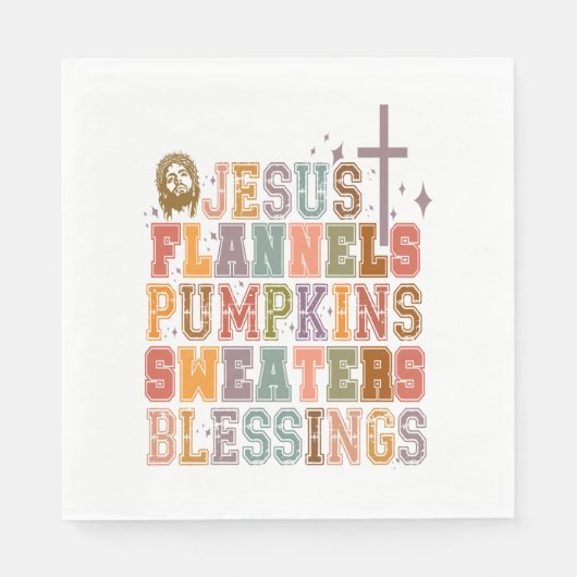 Serviette En Papier Jesus Flannels Chandails Citrouille Bénédiction (Devant)