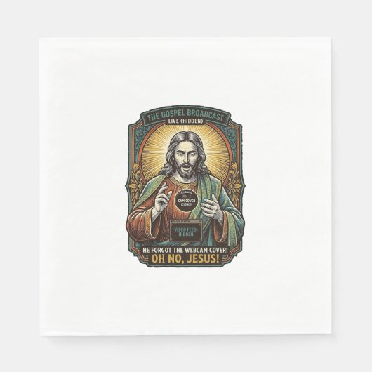Serviette En Papier Jésus Fond Écran Noir Couverture Webcam Virtuelle (Devant)