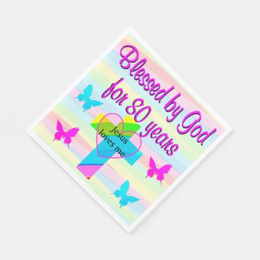 SERVIETTE EN PAPIER JÉSUS M'AIME 80E ANNIVERSAIRE PAPIER PAPIER NAPKIN (Coin)