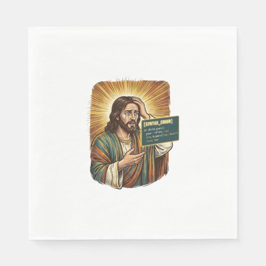 Serviette En Papier Jésus pleurant Erreur de syntaxe Codage Programmeu (Devant)