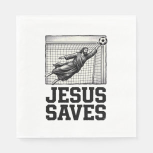 Serviette En Papier Jesus Sauve Gardien de Football T-Shirt Gravure Vi