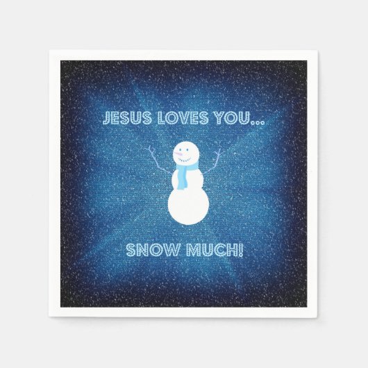 Serviette En Papier Jésus T'Aime Beaucoup De Neige ! Christian Snowman (Devant)