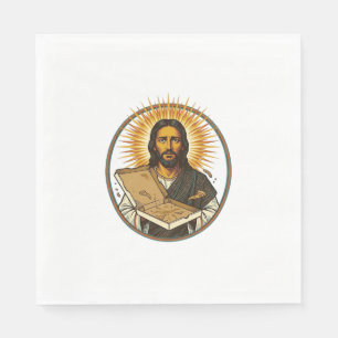 Serviette En Papier Jésus Trompé Par Une Boîte De Pizza Vide Humour De