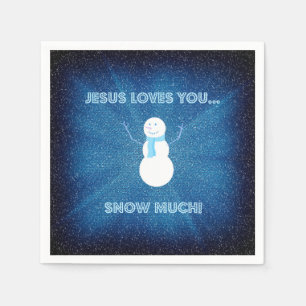 Serviette En Papier Jésus vous aime neigent beaucoup ! Bleu chrétien