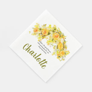 Serviette En Papier Jet floral jaune de gratitude