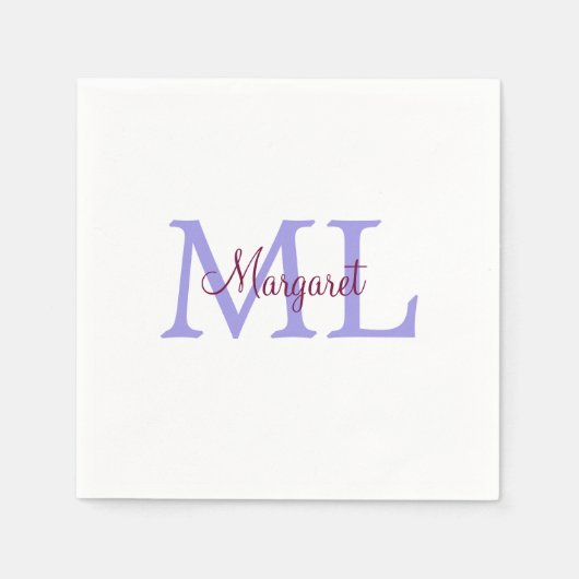 Serviette En Papier jeté simple minimal ajouter nom monogramme rose ro (Devant)