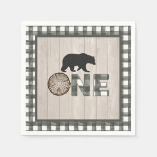 Serviette En Papier Jeu de bûcheron 1er anniversaire Napkin - Ours bla
