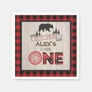 Serviette En Papier Jeu de bûcheron 1er anniversaire Napkin - Ours RED