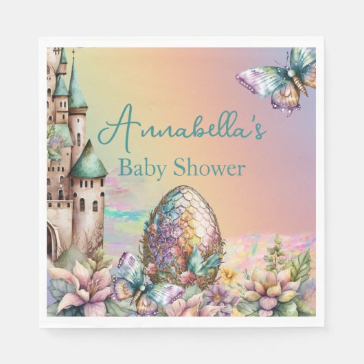 Serviette En Papier Jeu de dragon de bébé Fairytale sur arc-en-ciel (Devant)