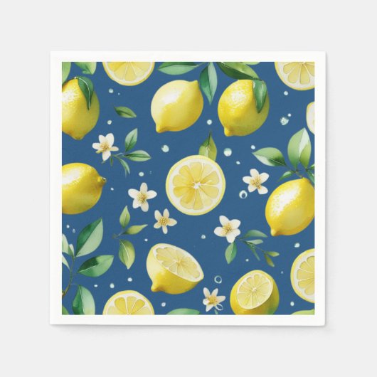 Serviette En Papier Jeu de mariée bleu citron moderne (Devant)