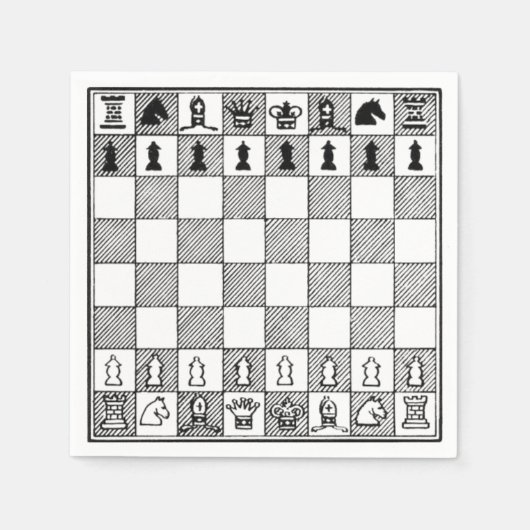 Serviette En Papier Jeu de société Noir & blanc Échecs Thème Papier Na (Devant)