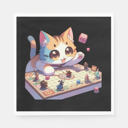 Serviette En Papier Jeu de société Table de Chat Lançant des Dés (Devant)