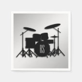 Serviette En Papier Jeu de tambour Monogramme Argent (Devant)