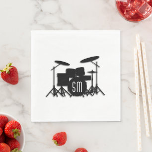 Serviette En Papier Jeu de tambour Monogramme blanc