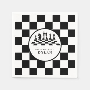 Serviette En Papier Jeu d'échecs et pièces Nuit Joyeux anniversaire