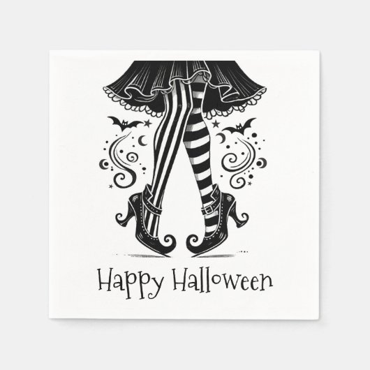 Serviette En Papier Jeu d'Halloween blanc et noir (Devant)