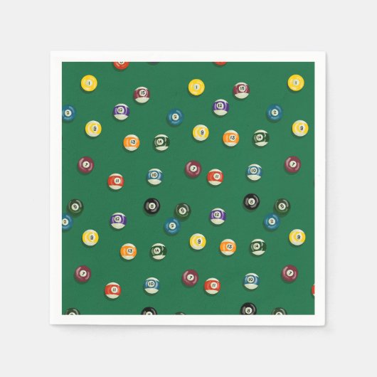 Serviette En Papier Jeu Nuit Anniversaire Billard Table de billard (Devant)