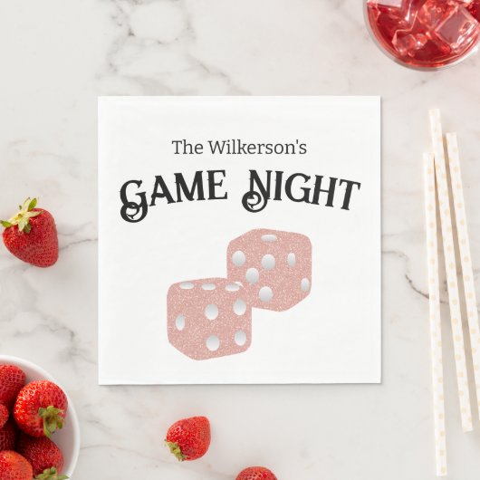 Serviette En Papier Jeu Nuit Rose Parties scintillant Dice (En situation)