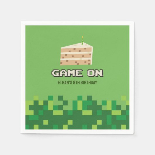 Serviette En Papier Jeu Pixelé Sur Invitation Anniversaire de enfant (Devant)