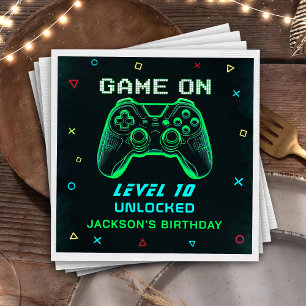 Serviette En Papier Jeu Sur Neon Vidéo Jeu Anniversaire de enfant serv