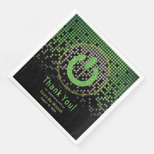 Serviette En Papier Jeu vidéo noir vert Gamer Bar Mitzvah (Coin)