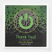 Serviette En Papier Jeu vidéo noir vert Gamer Bar Mitzvah (Devant)