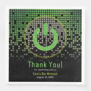 Serviette En Papier Jeu vidéo noir vert Gamer Bar Mitzvah