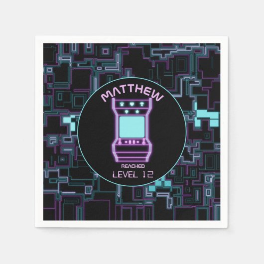 Serviette En Papier Jeu vidéo Pink and Blue Retro Arcade (Devant)