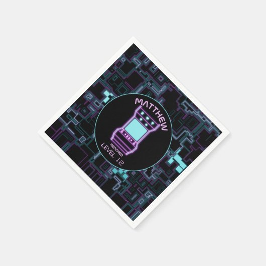 Serviette En Papier Jeu vidéo Pink and Blue Retro Arcade (Coin)