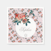 Serviette En Papier Jeune Fille Bébée Juive Naming Sweet Rose grenade (Devant)